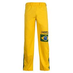JL Sport Authentische Brasilianische Capoeira Kampfsport Männer Hosen (Gelb Mit Der Brasilianischen Flagge) - M von JL Sport