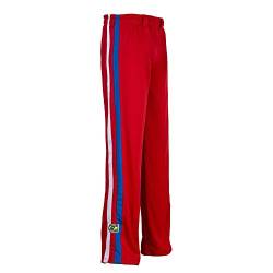 JL Sport Authentische Brasilianische Capoeira Kampfsport Männer Hosen (Rot Mit Blau Und Weiß Vertikale Bein Streifen) - L von JL Sport