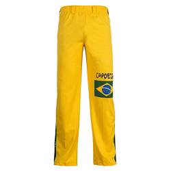 JL Sport Authentische Brasilianische Capoeira Kampfsport Unisex Hosen (Gelb Mit Der Brasilianischen Flagge) - L von JL Sport