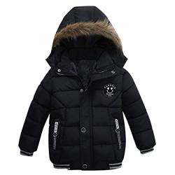 JLGY Kinder Daunenjacke Winterjacke Jungen Baumwollmantel Kapuzenjacke Warme Kinderjacke Winterkleidung Mädchen Schneeanzug mit Kapuze Reißverschlussmäntel Puffer jacke, Schwarz, 120 von JLGY