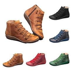 JLGY Stiefeletten Damen Ankle Boots Kurze Stiefel Flache Freizeitschuhe Chelsea Stiefel Mit Reißverschluss Schlupfstiefel Knöchel Schuhe Outdoor Freizeitstiefel Schnür Damenstiefel von JLGY