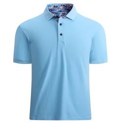 JLNYKADA Poloshirt Herren Sommer Golf Sport Polo Shirt Kurzarm Freizeit T-Shirt(Hellblau,XL) von JLNYKADA