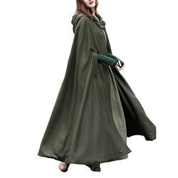 JLTPH Damen Herbst Winter Maxi Lose Umhang mit Kapuze Mantel Poncho Kap Strickpulli Longstrickjacke Trenchcoat Outwear(Armeegrün，L) von JLTPH