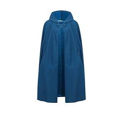 JLTPH Damen Herbst Winter Maxi Lose Umhang mit Kapuze Mantel Poncho Kap Strickpulli Longstrickjacke Trenchcoat Outwear (L, Blau - kurz) von JLTPH