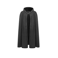 JLTPH Damen Herbst Winter Maxi Lose Umhang mit Kapuze Mantel Poncho Kap Strickpulli Longstrickjacke Trenchcoat Outwear (L, Schwarz - kurz) von JLTPH