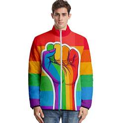 JLTPH Unisex LGBT Wattierte Jacke 3D-Farbdruck Stehkragen Zip Jacket Sweatshirt Langarm Sweatshirt Pullover Winter Mantel von JLTPH