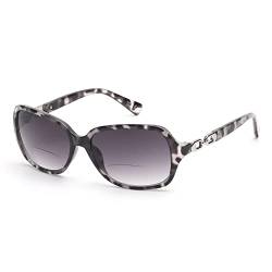 JM Bifokale Lesebrille für Damen Vintage-Lesebrille UV-Schutz für den Außenbereich Graue Schildkröte +1.0 von JM