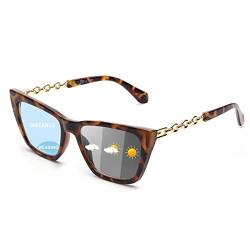 JM Photochrome Bifokale Lesebrille Sonnenbrille für Frauen, Katzenauge Blaulicht Lesebrille Schildkröte +1.0 von JM