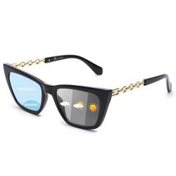JM Photochrome Bifokale Lesebrille Sonnenbrille für Frauen, Katzenauge Blaulicht Lesebrille Schwarz +1.5 von JM