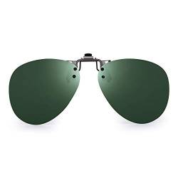 JM Polarisiert Clip auf Sonnenbrillen Rahmenlos Flip up Flieger Stil Linsen für Rezept Brillen Grün von JM