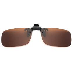 JM Polarized Clip auf Sonnenbrille Rahmenlose Flip Up Linse für verschreibungspflichtige Gläser Braun 57 * 36 von JM