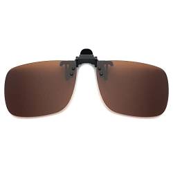 JM Polarized Clip auf Sonnenbrille Rahmenlose Flip Up Linse für verschreibungspflichtige Gläser Braun 60 * 47 von JM