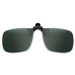 JM Polarized Clip auf Sonnenbrille Rahmenlose Flip Up Linse für verschreibungspflichtige Gläser Grün 60 * 47 von JM