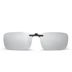 JM Randlos Rechteck Clip auf Sonnenbrille Leicht Gewichts Polarisiert Brillen Damen Herren(Polarisierter Spiegel Silber) von JM