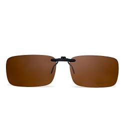 JM Randlos Rechteck Clip auf Sonnenbrille Leicht Gewichts Polarisiert Brillen Damen Herren(Polarisiertes Braun) von JM
