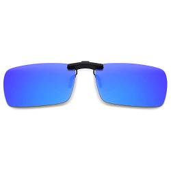 JM Randlose Rechteck Clip auf Sonnenbrille Leichte Polarisierte Brillen Männer Frauen Polarisiert(Spiegel Blau) von JM