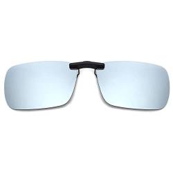 JM Randlose Rechteck Clip auf Sonnenbrille Leichte Polarisierte Brillen Männer Frauen Polarisiert Spiegel Silber von JM