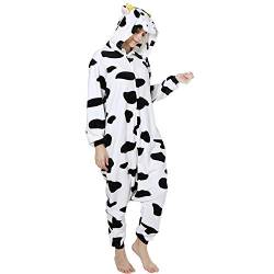 JMAHM Tier Schlafanzug Cosplay Schlafoveralls Jumpsuit Pyjamas Flanell (Körpergröße 155-165cm (M), Kuh) von JMAHM