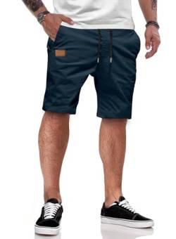 JMIERR Cargo Shorts Herren Baumwolle Chino Shorts Herren Sommer Freizeit Chino Stretch mit Taschen Blau L von JMIERR
