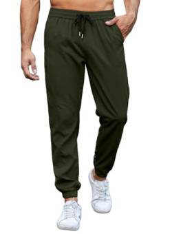 JMIERR Chino Hose Herren Freizeithose Cargohose Herren Jogginghose Elastische Taille mit Kordelzug Casual Sporthose mit Taschen (A Grün,L) von JMIERR