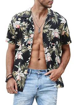 JMIERR Hawaii Hemd Männer Casual Hemd Kurzarm Button Down Urlaubhemden Hawaii-Print Diverse Grün Palme XL von JMIERR