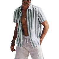 JMIERR Kurzarmhemd Gestreiftes Hemd Herren Kurzarm Freizeithemd Sommer Casual S-2XL von JMIERR