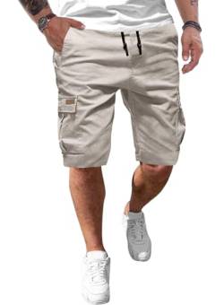 JMIERR Kurze Hosen Herren Baumwolle Cargo Shorts Herren Sommer Freizeithose mit Taschen Grau L von JMIERR