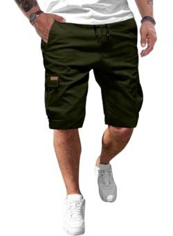 JMIERR Kurze Hosen Herren Baumwolle Cargo Shorts Herren Sommer Freizeithose mit Taschen Grün M von JMIERR