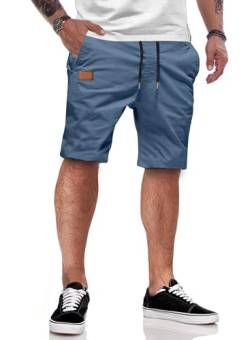 JMIERR Kurze Hosen Herren Shorts Herren Sommer Chino Baumwolle Elastische Taille mit Taschen (C Himmelblau) M von JMIERR