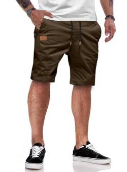 JMIERR Kurze Hosen Herren Shorts Herren Sommer Chino Baumwolle Elastische Taille mit Taschen Braun 2XL von JMIERR