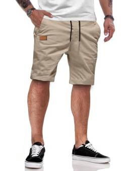 JMIERR Kurze Hosen Herren Shorts Herren Sommer Chino Baumwolle Elastische Taille mit Taschen Braun L von JMIERR