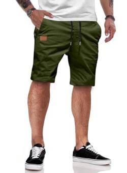 JMIERR Kurze Hosen Herren Shorts Herren Sommer Chino Baumwolle Elastische Taille mit Taschen Grün L von JMIERR