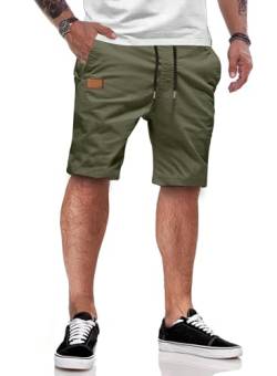 JMIERR Kurze Hosen Herren Shorts Herren Sommer Chino Baumwolle Elastische Taille mit Taschen Grün S von JMIERR