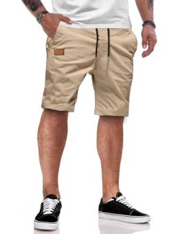 JMIERR Kurze Hosen Herren Shorts Herren Sommer Chino Baumwolle Elastische Taille mit Taschen Khaki 2XL von JMIERR