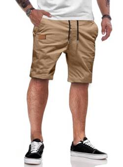 JMIERR Kurze Hosen Herren Shorts Herren Sommer Chino Baumwolle Elastische Taille mit Taschen Khaki 2XL von JMIERR