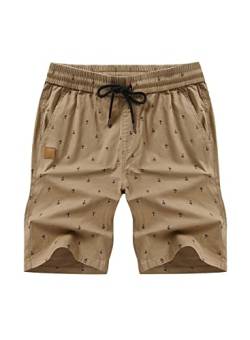 JMIERR Shorts Herren Freizeit Chino Stretch Baumwolle Elastische Taille mit Taschen Khaki XL von JMIERR