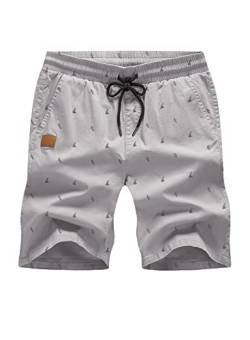 JMIERR Shorts Herren Freizeit Sommer Chino Stretch Baumwolle Elastische Taille mit Taschen Grau L von JMIERR