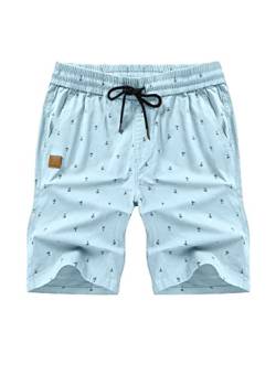 JMIERR Shorts Herren Sommer Freizeit Chino Stretch Baumwolle Elastische Taille mit Taschen Blau 2XL von JMIERR
