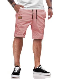 JMIERR Shorts Herren Sommer Freizeit Chino Stretch Baumwolle Elastische Taille mit Taschen Rosa M von JMIERR