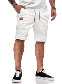 JMIERR Shorts Herren Sommer Freizeit Chino Stretch Baumwolle Elastische Taille mit Taschen Weiß S von JMIERR