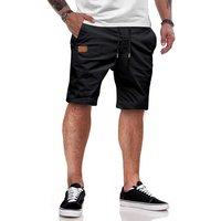 JMIERR Shorts Kurze Hosen Herren Shorts Herren Sommer Baumwolle Chino S-2XL (mit Bindegürtel) in Unifarbe, Elastikbund mit Tunnelzug von JMIERR