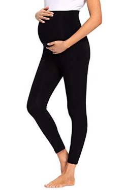 JMITHA Lange Umstandsleggings, Sommer Dünn Damen Legging Schwangerschaft Hosen Baumwolle Bequeme Stretch Jogginghose Freizeithose Leggings für Schwangere (Schwarz, M) von JMITHA