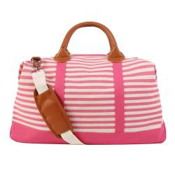 Reisetasche Große Kapazität, personalisierte Monogramm-Tasche, Segeltuch-Reisetasche, individuell bestickter Name, Damen-Reise, Segeltuch-Tragetasche Reisetaschen (Color : Pink Stripe von JMORCO