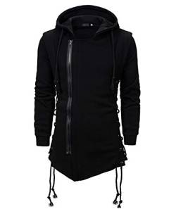 JMSUN Herren Zipper Hoodies Sweatshirts Seite Schnür Fleece Gothic Hooded Assassins Creed Jacke für Herren von JMSUN