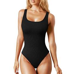 JN JANPRINT Bodysuit Shapewear Damen Body Shaper Bauchweg Ärmellos Gerippt Yoga Jumpsuit Gepolsterte Tank Tops Tanga Verstellbarer Schultergurt von JN JANPRINT