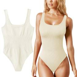 JN JANPRINT Bodysuit Shapewear Damen Body Shaper Bauchweg Ärmellos Gerippt Yoga Jumpsuit Tank Tops Verstellbarer Schultergurt von JN JANPRINT