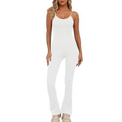 JN JANPRINT Damen Jumpsuit Flared Ärmellos Casual Overall Elegant PlaysuitU-AusschnittNahtlose Spaghetti-Träger Onesie Bodycon Lang Romper von JN JANPRINT