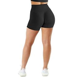 JN JANPRINT Kurze Hose Damen Radlerhose Kurz Sporthose Laufhose Leggings Seamless Scrunch Butt Sportleggins Hohe Taille Shorts für Gym Fitness Workout Yoga Radfahren(Schwarz,L) von JN JANPRINT