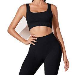 JN JANPRINT Workout-Outfits für Frauen 2-Teiliges Set,Nahtlos Yoga-Outfits Hohe Taille Leggings+Sport-BH Damen Trainingsanzüge Set(Schwarz,L) von JN JANPRINT