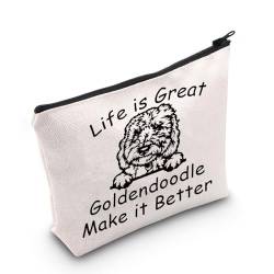 JNIAP Golden Doodle Gift Life is Great Kosmetiktasche mit goldenem Kritzelei-Motiv, Geschenk für Hunde und Mütter, Life is Great Goldene Tasche von JNIAP